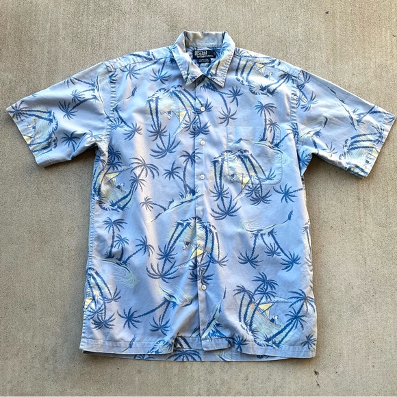 Vintage Polo Ralph Lauren Hawaiin Aloha Camp Short Loop Sailboat AOP Small - Picture 1 of 7